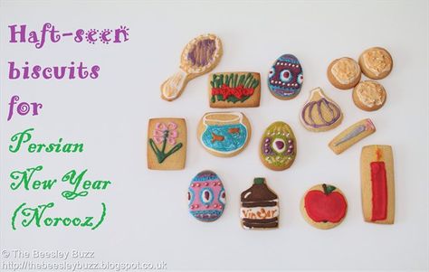 The Beesley Buzz: "Haft-seen" Biscuits for Persian new year (norooz) Norooz cookies Iranian New Year, Haft Seen, Persian New Year, Cookie Ideas, Parenting Blog, A Month, Iran, Persian, Biscuits