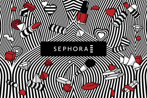 Sephora - Illustrated Series on Behance Beauty Ad, Media Campaign, Tool Kit, Stripes Pattern, Sephora, Gift Set, Media, Pattern, Gifts