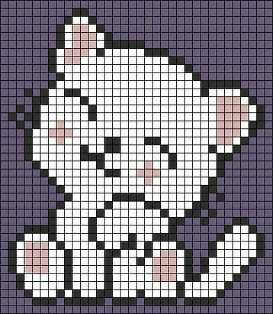 Kawaii Pixel Art Grid, Pixel Art Cute Animals, Cute Cat Pixel Art, Cute Pixel Art Kawaii, Cat Pixel Pattern, Cute Pixel Art Grid, Pixel Art Stitch, Animal Pixel Art, Grid Crochet Patterns