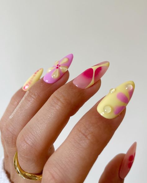 Phoebe Cascarina | Another 3D summer nail look 🌸 @gelcare.official Polly Pink | Butter | Watermelon (Use code PHOEBE to save ~ aff) #nails #nailinspo… | Instagram Nails Round, Green Nail Designs, Easy Nails, Summery Nails, New Nails, Round Nails, Nails Almond, Nails 2024, Art Simple