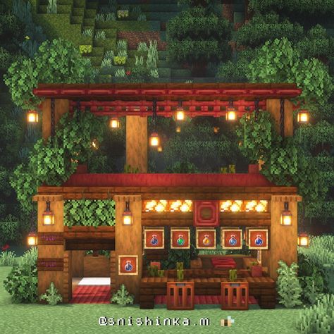 Minecraft Restaurant, Minecraft Horse, Minecraft Shops, Case Minecraft, Bar Aesthetic, Minecraft Houses Survival, Bangunan Minecraft, Minecraft House Plans, Minecraft Cottage