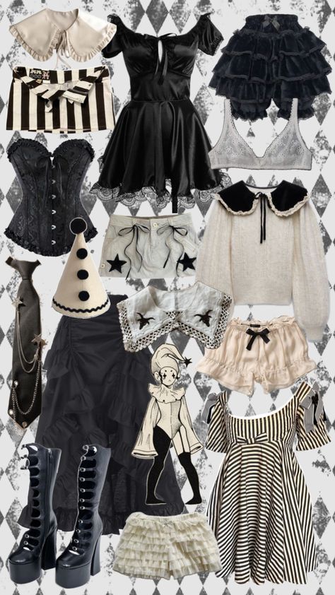 my costume moodboard ❕#clowncore #pierrot #halloweeninspo Pierrot Costume, Halloween Inspo