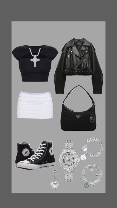 Leather Jackets, Prada, Converse, Zara, Skirt, Leather, Black