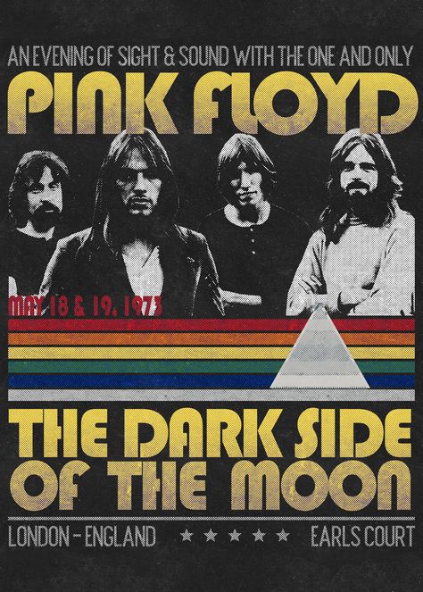 Pink Floyd // The Vintage Side of The Moon Dark Side Of The Moon Poster, Pink Floyd Dark Side Of The Moon, Bands Posters, Artist Things, Room Music, Brick In The Wall, Pink Floyd Dark Side, Dorm Posters, Moon Poster