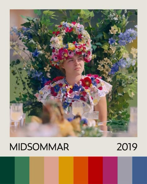 A color palette based on the horrifying film Midsommar, taken from one of the most well-known clips. Midsommar Wedding, Film Color Palette, A24 Movies, Midsommar Party, Villains Lair, Flyer Dj, Movie Color Palette, Dawn Treader, Folk Decor