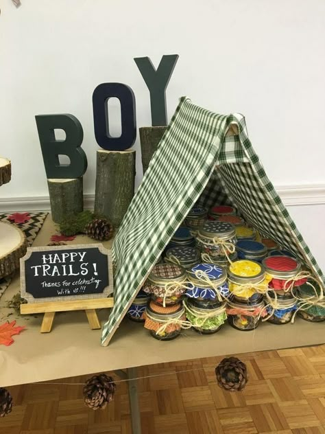 Adventure Baby Shower Theme, Camping Baby Shower Theme, Baby Shower Themes For Boys, Trendy Baby Shower Themes, Adventure Baby Shower, Baby Boy Shower Favors, Themes Ideas, Outdoor Baby Shower, Trendy Baby Shower Ideas