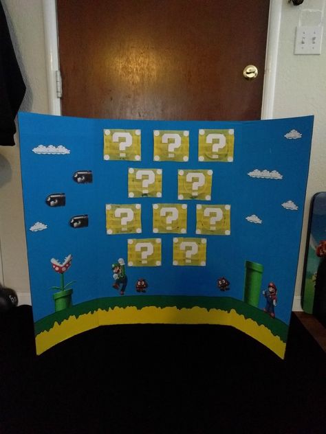 Super mario punch board Mario Punch Board, Mario Popcorn, Super Mario Brothers Party, Super Mario Bros Party, Mario Bros Party, Super Mario Birthday Party, Mario Birthday Party, Super Mario Birthday, Mario Birthday