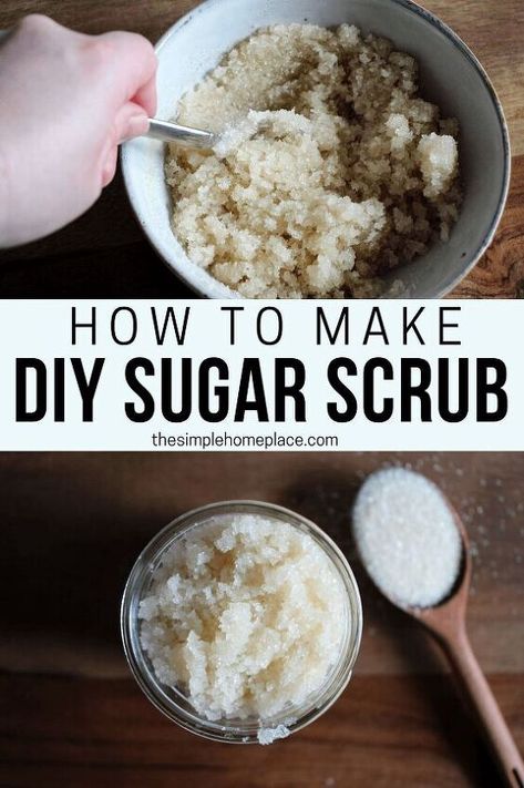 This easy homemade sugar scrub is the perfect exfoliator that gives you smooth, moisturized skin! Homemade sugar scrub is easy to make, inexpensive, versatile and only requires two ingredients that you probably already have in your pantry! If you’re like me and you spend your summers in shorts and a t-shirt, or clothes that cover less surface area than in the cooler months, you’ve probably noticed a few dry patches on your skin that are less than desirable. Exfoliation is something t… Sugar Scrub Diy Easy, Homemade Sugar Scrub, Diy Sugar Scrub, Natural Sugar Scrubs, Sugar Scrub Homemade, Homemade Scrub, Sugar Scrub Recipe, Sugar Scrub Diy, Diy Scrub