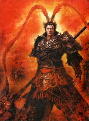 He was said to be a fierce warrior who always fights for himself. Lu Bu also had a horse called Red Hare, which was taken by Guan Yu. He is killed by Cao Cao in the hanging execution.  Lu Bu was a mighty warrior, but no warlord trusted him enough to enlist him after several acts of betrayal. Lu Bu Dynasty Warriors, Wukong Tattoo, Warriors Artwork, Nobunaga's Ambition, Feng Shen Ji, Xianxia Male, Samurai Warriors 4, Fire Artwork, Chinese Armour