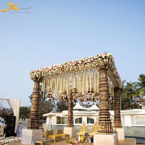 Photo By Decor by Aditya - Decorators Outdoor Hindu Wedding, Hindu Wedding Decorations, Small Wedding Decor, Mandap Design, Destination Wedding Decor, Wedding Stage Decor, Wedding Car Decorations, Wedding Background Decoration, Wedding Entrance Decor