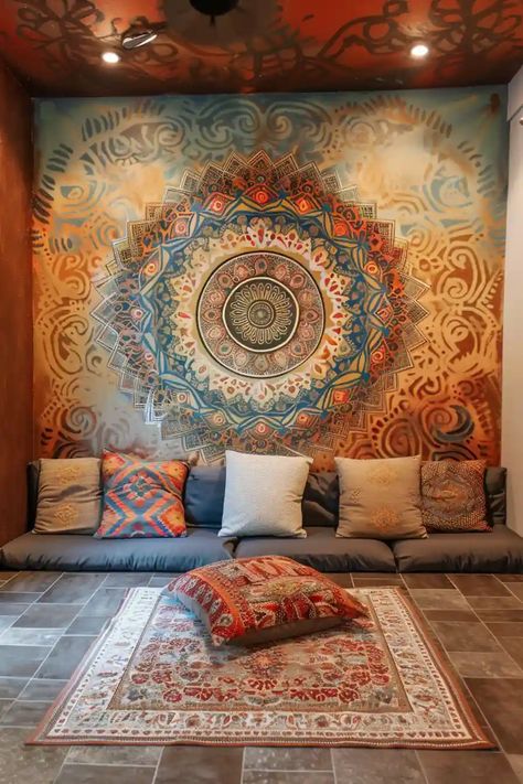 22 Inspiring Meditation Room Ideas: Design Your Dream Zen Zone - DailyHomeSafety Best Color For Bathroom, Meditation Shed, Yoga Room Wall Decor, Color For Bathroom, Small Meditation Room, Healing Room Ideas, Sala Zen, Reiki Room Ideas, Meditation Room Ideas