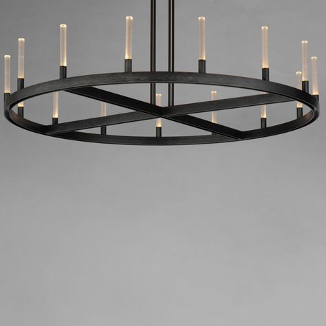 Everly Quinn 15 - Light Dimmable LED Wagon Wheel Chandelier | Wayfair Black Contemporary Chandelier, Classic Modern Chandelier, Modern Ring Chandelier, Ribbed Glass Chandelier, Modern Wagon Wheel Chandelier, Masculine Chandelier, Rh Chandelier, Modern Industrial Chandelier, Black Modern Chandelier