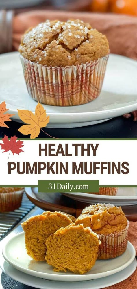 These Healthy Pumpkin Muffins contain no refined sugar and make the most delicious pumpkin spice muffins. Packed with the warm spices you expect, they are a no-guilt, healthier treat for breakfast ideas, snacks, or dessert in the fall. Healthy Pumpkin Muffins, Pumpkin Breakfast, Pumpkin Muffin Recipes, Muffins Healthy, Pumpkin Spice Muffins, Recipes Pumpkin, Paleo Pumpkin, Homemade Muffins, Pumpkin Pies