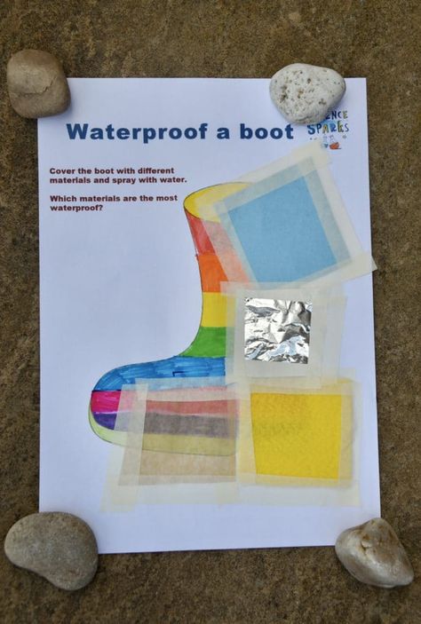 Waterproof a Boot – Science Experiments for Kids Water Proof Boots, Kindergarten Science Activities, Winter Science Experiments, Winter Science, Boots Diy, Chemical Science, Science Week, Primary Science, Kid Experiments