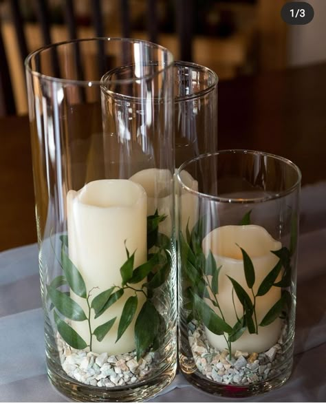 Bridal Shower Open House, Cylinder Vase Decor, Wedding Centerpieces Cylinder Vases, Cylinder Vase Ideas, Vase Ideas, Ideas Para Navidad, Party Table Decor, Wedding Table Decoration, Creative Flower Arrangements