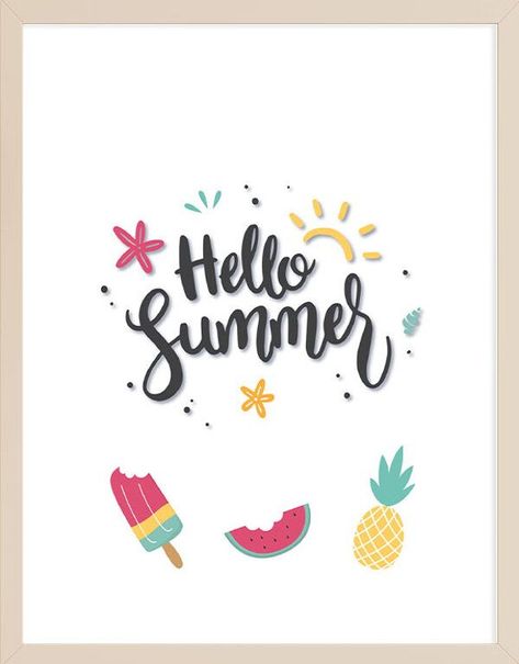 Hello Summer Sign Free Printable, Hello Summer Printable Free, Summer Printables, Summer Wall Art, Free Printable Wall Art, Nursery Wall Art Printable, Summer Signs, Office Decorations, Wave Goodbye