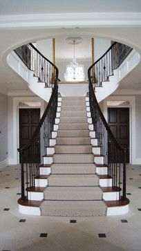 portfolio - traditional - Staircase - South West - Warren Hughes Furniture Hughes Furniture, Traditional Stairs, Modern Stair Railing, Luxury Staircase, Circular Stairs, Staircase Runner, Double Staircase, Stair Design, Traditional Staircase