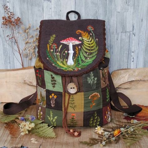 Originally by the decommissioned Julia Linentale on Etsy. NOT MY BACKPACK. Just inspiration. Link to her IG: https://www.instagram.com/julia_linentale/ Color Of Night, Baby Raccoon, Hand Gloves, White Cats, Flower Tea, Autumn Forest, Baby Bag, Linen Fabric, Textiles