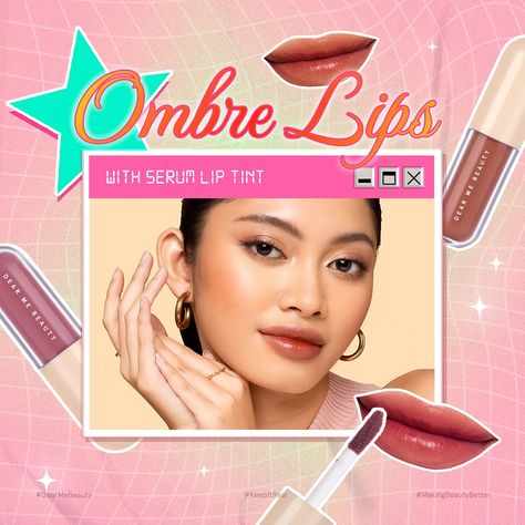 𝐋𝐞𝐭�’𝐬 𝐠𝐞𝐭 𝐩𝐥𝐚𝐲𝐟𝐮𝐥 𝐰𝐢𝐭𝐡 🦄 𝐋𝐈𝐏 𝐂𝐎𝐋𝐎𝐑𝐒 🦄 Embrace your inner artist with vibrant ombre lips using our Serum Lip Tint. Play with colors and create stunning, natural looks effortlessly!✨ So? Which ombre lips is your 𝗵𝗲𝗿𝗼 combination?👇🏻 Dear Me Beauty, Posters Layout, Swiss Beauty, Cosmetic Inspiration, Graphic Design Posters Layout, Story Layout, Ombre Lips, Poster Layout, Promotional Design