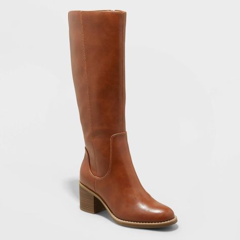 For a Pep in Your Step: Universal Thread Tatiana Heeled Riding Boots Riding Boots Cognac, Long Camel Boots, Tall Light Brow Boots, Court Attire Women Boots, Madewell Tall Boots, Congnac Boots, Interview Boots, Brown Tall Fit Knee-high Boots With Round Toe, Casual Tall Brown Boots