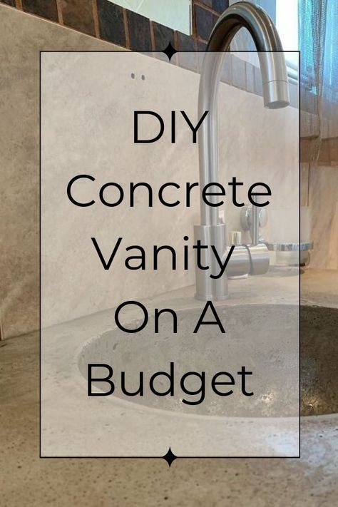 In love with a concrete bathroom vanity, but not happy about the pricetag? With this diy concrete bathroom vanity project, you can enjoy a stylish yet rugged look for your bathroom. diy | diy bathroom | bathroom | vanity| concrete vanity | concrete | bathroom vanity Diy Concrete Bathroom, Flatlet Ideas, Concrete Bathroom Countertops, Diy Concrete Sink, Bathroom Vanity Concrete, Shabby Chic Beds, Concrete Bathroom Vanity, Diy Bathroom Sink, Concrete Vanity Top