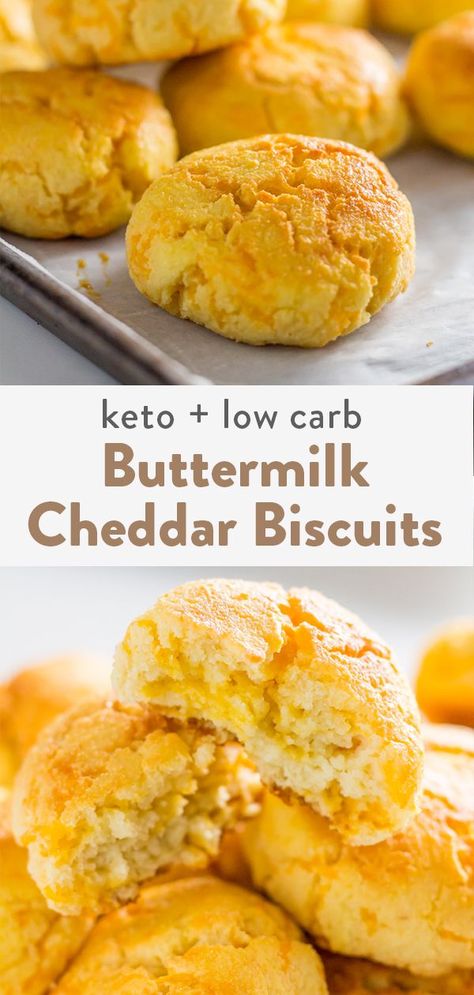 LOW CARB + KETO Buttermilk Cheddar Biscuits Buttermilk Cheese, Keto Cheddar Biscuits, Keto Jam, Almond Flour Biscuits, Cream Cheese Butter, Baking With Coconut Flour, Perfect Healthy Breakfast, Breakfast Keto, Keto Biscuits