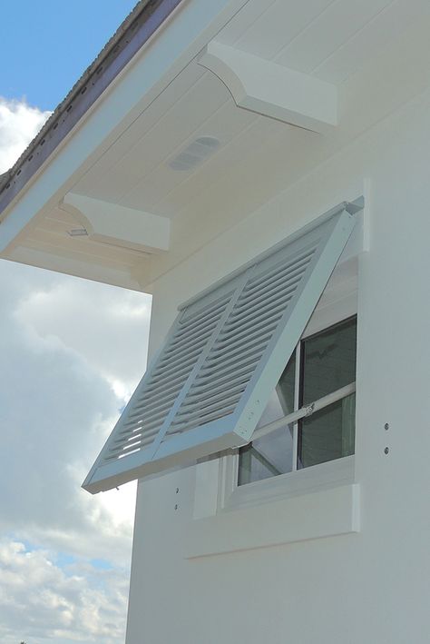 Bahama Shutters Coastal Shutters, Shutter Styles, Bermuda Shutters, Traditional Shutters, Types Of Shutters, Bahama Shutters, Mobile Home Exteriors, House Florida, Beach House Exterior