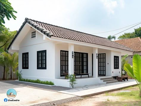 Classic Small House, Single Story House Design, Tiny House Architecture, Village House Ideas, House Japanese Style, Simple House Exterior Design, Simple Bungalow House Designs, Budget House Plans, Elevated House