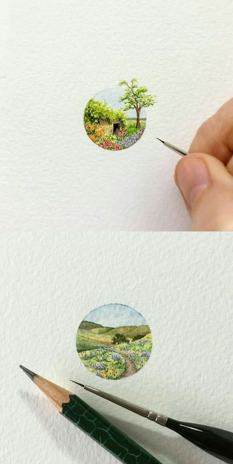 Painting Ideas Canvas, Illustration Canvas, Landscape Designs, Watercolor Painting Techniques, Mini Drawings, Landscape Illustration, Paint Painting, Mini Paintings, Instagram Art