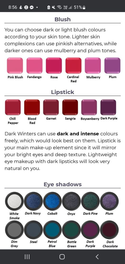 Eyeshadow For Deep Winter, Lipsticks For Deep Winter, Deep Winter Eye Makeup, Deep Winter Eyeshadow, Dark Winter Color Palette Makeup, Deep Winter Makeup Palette, Deep Winter Blush, Deep Winter Lipstick Colors, Dark Winter Makeup Looks