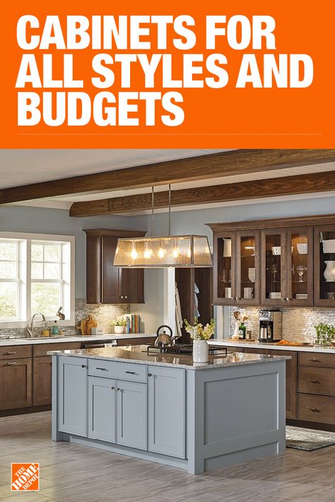 The Home Depot has everything you need for your home improvement projects. Click to learn more and shop available kitchen cabinets. Interior Design Kitchen Rustic, Home Depot Kitchen, Decoration Lights, New House - Kitchen, Kitchen Interior Design Modern, Kitchen Redo, Kitchen Remodel Idea, Updated Kitchen, Kitchen Islands