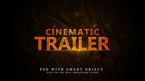 PSD cinematic trailer title text effect | Premium Psd #Freepik #psd #flame-text #text-effect-logo #cinematic-text #cinematic-text-effect Cinematic Trailer, Text Background, Title Card, Psd Icon, Text Effect, Text Effects, Vector Photo, Graphic Resources, Trailer