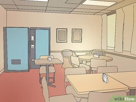 How to Improve an Office Break Room: 7 Steps (with Pictures) Office Lunch Room Ideas, Aesthetic Break Room, Work Lounge Office Break Room, Employee Lounge Ideas Break Room, Breakroom Makeover, Break Room Decorating Ideas, Corporate Break Room, Office Lunch Room, Company Break Room