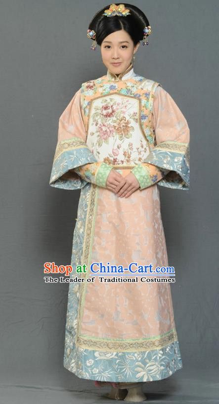 Chinese Ancient Qing Dynasty Imperial Concubine Replica Costumes Manchu Dress Historical Costume for Women Manchu Clothing, Historical Chinese Clothing, Embroidered Coat, Chinese Traditional Clothing, China Dress, Chinese Clothing, Qing Dynasty, Historical Costume, Costume Dress