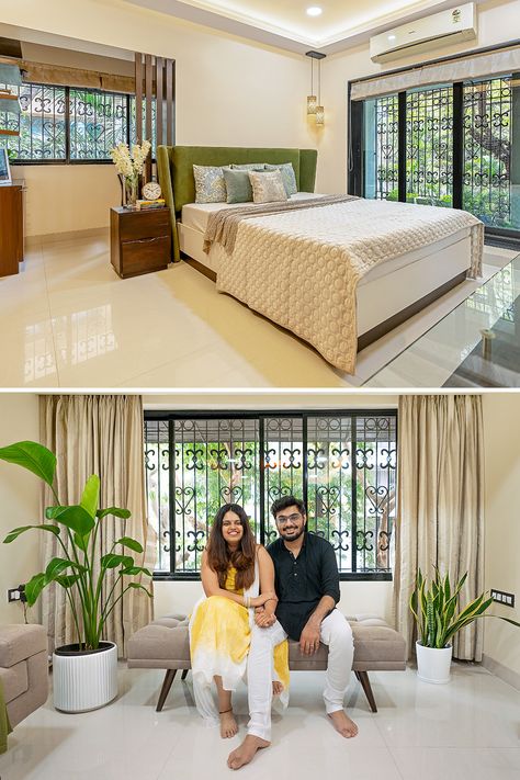 celebrity-homes-aishwarya-mohanraj-aakash-shah Goa Homes Interior, Livspace Interior Design, Green Theme Aesthetic, Aishwarya Mohanraj, Aesthetic Furniture, Rental Home Decor, Kitchen Cost, Celebrity Couple, Cosy Lighting