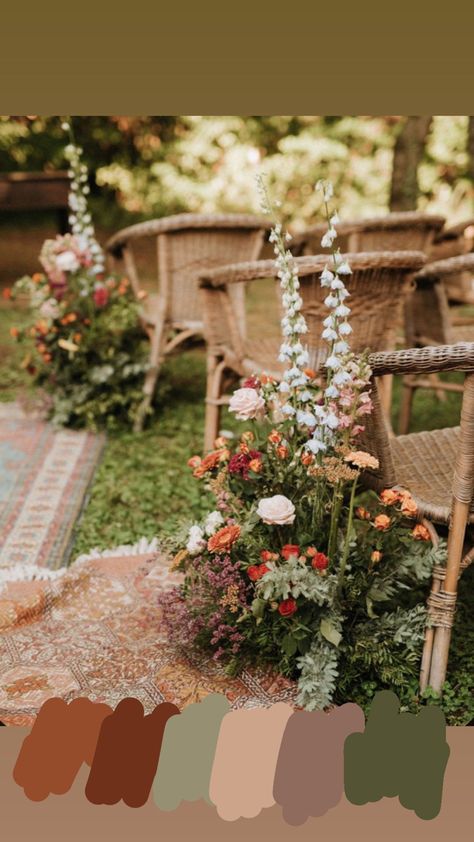 #fall #wedding #colors #flowers #floral #autumn Hexagon Wedding Arch Wildflower, Taupe And Wildflower Wedding, Italian Wildflower Wedding, Italian Wedding Flowers Bouquets, Spring Outdoor Wedding Colors, Italian Wedding Details, Spring Italian Wedding, Spring Vintage Wedding, Wedding Aisle Rugs