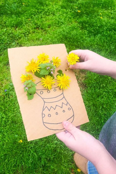 Cardboard Crafts For Kids, Cardboard Vase, Fall Preschool Activities, Nature Projects, Paper Vase, Creative Gifts For Boyfriend, Nature Walk, Collaborative Art, Diy Activities