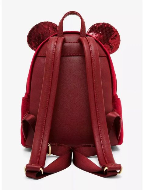 Gorgeous Minnie Mouse Velvet Sequin Backpack Exclusively At BoxLunch Gifts! Loungefly Mini Backpack, Disney Purse, Mouse Icon, Sequin Backpack, Magic Bands, Disney Addict, Loungefly Disney, Minnie Mouse Ears, Disney Park