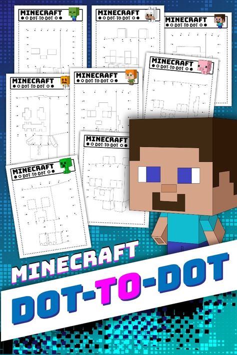 Free Minecraft Dot to Dot Printables | Ice Cream n Sticky Fingers I Spy Minecraft Printable, Minecraft Activity Sheets, Minecraft Free Printables, Free Minecraft Printables, Minecraft Worksheets, Minecraft Perler Bead Patterns, Minecraft Classroom, Minecraft 8, Minecraft Camp