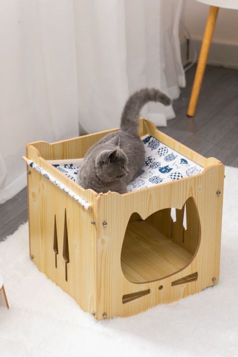 Wooden cat cage with hammock ,8mm MDF,E1 grade eco-friendly board ,easy to install.Give your cat a comfortable home#cat cage#cat house Chester Drawers, Wooden Cat House, Cat Home Decor, Cat Cage, Dog House Diy, Cat Cages, Cat Home, Home Cat, Pet Businesses