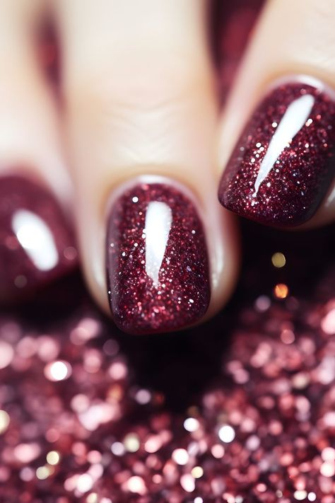 christmas nails, fall holiday nails, winter nails, winter nail designs, pretty nails ideas, new years eve nails glitter, glitter nails, holiday season nails, maroon nails, sparkly nails, festive nail art, Christmas nail inspiration, seasonal nail trends, holiday manicure ideas, winter beauty looks, glamorous nail designs, holiday nail art, festive nail colors, glittery nail polish, Christmas sparkle, nail design inspiration, winter wonderland nails, holiday party nails, trendy nail styles Maroon Glitter Nails, Nails Ideas New Years, Manicure Ideas Winter, New Years Eve Nails Glitter, Holiday Manicure Ideas, Pretty Nails Ideas, Festive Nail Colors, Nail Designs Holiday, Christmas Nail Inspiration