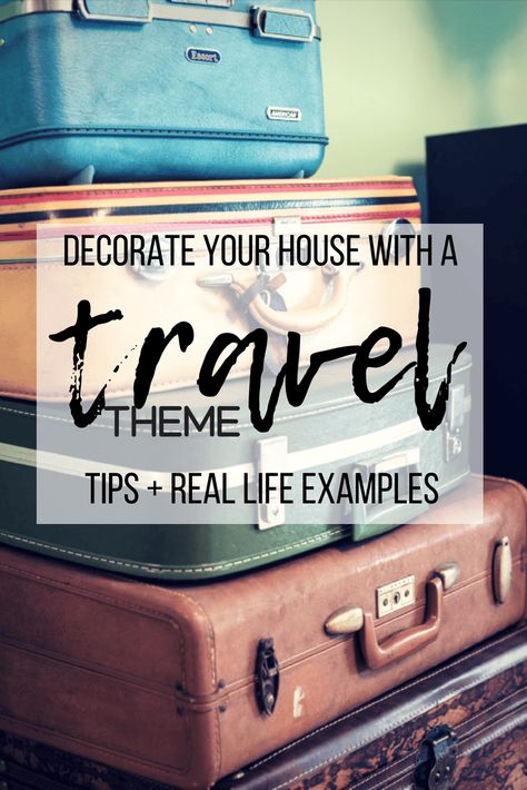 Travel Themed House Decorations - Real Life Examples with Links Vintage Travel Decor, Travel Room Decor, Travel Themed Room, Travel Bedroom, Travel Room, Travel Crafts, Vintage Suitcases, Travel Theme, House Decorations