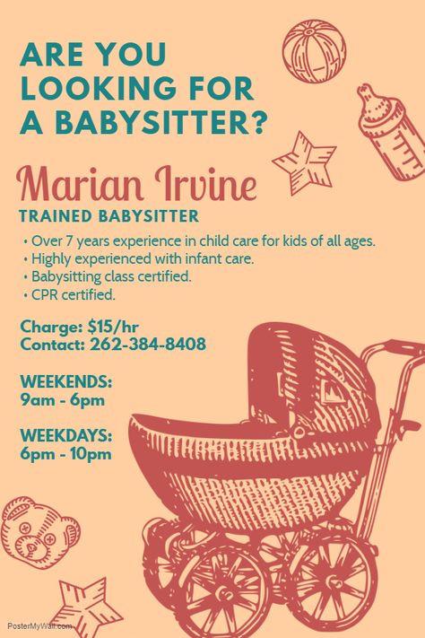 Vintage Babysitter Poster Template Aesthetic Babysitting Flyers, Babysitting Business Cards Ideas, Babysitter Flyer Ideas Aesthetic, Babysitter Poster Ideas, Babysitting Advertising Ideas, Baby Sitting Flyers, Babysitter Flyer Ideas, Babysitting Posters, Babysitting 101