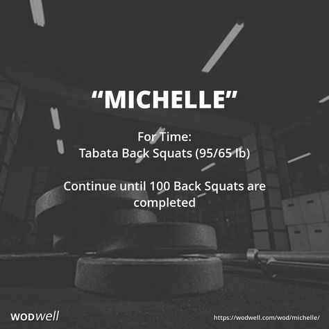 Athlete may use a weight rack. Perform max back squats in 20 seconds, then rest for 10 seconds. Repeat until 100 back squats are completed.  We first found this "Michelle" benchmark WOD posted by CrossFit Mayhem (Cookeville, TN), as part 2 of a 3-part workout programmed for Rich Froning's gym's members on July 26, 2018. The workout has since been adopted by CrossFit gyms around the world, but it's not clear from the original post who the workout is named for. If you know, tell us! Back Squat Workout Crossfit, Back Squat Workout, Crossfit Mayhem, Workout Encouragement, Cable Squats, Homemade Gym, Cookeville Tn, Wods Crossfit, Sandbag Workout