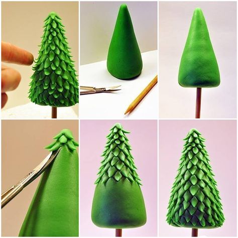 How to make Clay Christmas Tree step by step DIY tutorial instructions, How to, how to do, diy instructions, crafts, do it yourself, diy website, art project ideas Clay Christmas Decorations, Christmas Tree Decorations Diy, Polymer Clay Christmas, Clay Christmas, Christmas Clay, Christmas Tree Crafts, Navidad Diy, Clay Ornaments, Christmas Tree With Gifts