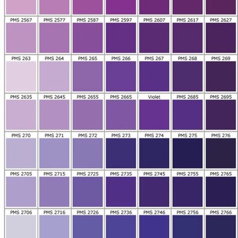 Purple combines the calm stability of blue and the fierce energy of red. The color purple is often associated with royalty, nobility, luxury, power, and ambition. Purple also represents meanings of wealth, extravagance, creativity, wisdom, dignity, grandeur, devotion, peace, pride, mystery, independence, and magic. #purple Purple Color Swatch, Shades Of Purple Names, Purple Color Chart, Purple Color Names, Purple Colour Shades, Color Knowledge, Violet Pastel, Paint Color Chart, Purple Bedrooms