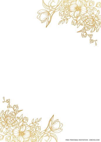 Wedding Card Border Design, Gold Floral, Wedding Invitations Templates Free, Gold Invitation Template, Weeding Inventions Cards Design Template, Dinner Invitation, Quince Invitation Template Blank, Gold Template Background, Golden Invitation Template