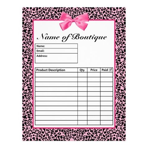 Jewelry Display Booth, Boutique Names, Black And White Leopard Print, Paparazzi Consultant, Black And White Leopard, Pretty Printables, Order Form Template, White Leopard Print, New Business Ideas