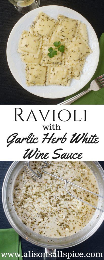 This ravioli with garlic herb white wine sauce recipe is simple and easy enough for any weeknight. It comes together fast, easy, and delicious.  What more could you want! Pasta Recipes Easy Fast, White Wine Sauce Recipes, Ravioli Sauce, Ravioli Recipe, White Wine Sauce, White Wines, Seafood Pasta, Wine Sauce, Garlic Herb