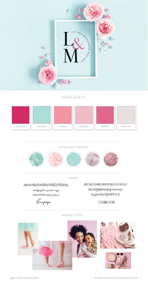 Tiffany Blue Branding Color Palettes, Full Branding Design, Pink And Teal Color Palette, Pink And Blue Branding, Pink Branding Color Palette, Pink Highlight Covers Instagram, Pretty Logo Design, Brand Board Inspiration, Pink Highlight Covers